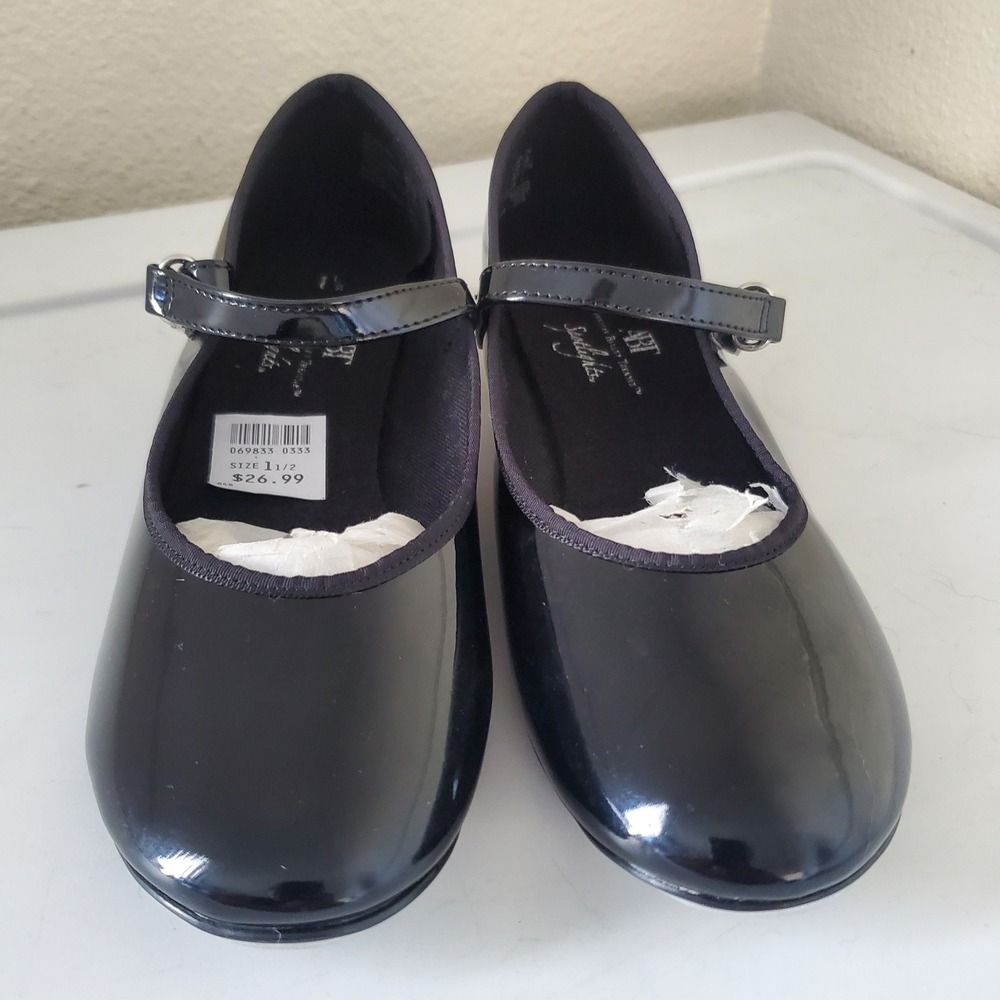 ABT Spotlights Kids Black Patent Mary Jane Tap Shoes Size 1 and 1.5 Dance Shoes